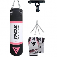 RDX X4 4ft 4-in-1 Punch Bag with Gloves u0026 Ceiling Hook Set - Unfilled / 4 ft