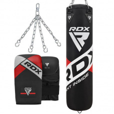 RDX F10B 4ft / 5ft 3-in-1 Training Punch Bag with Bag Mitts Set - Filled / 4 ft