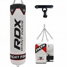RDX F1 4ft / 5ft 4-in-1 Punch Bag with Mitts and Ceiling Hook Set - Unfilled / 5 ft