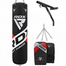 RDX F10B 4ft / 5ft 4-in-1 Punch Bag with Bag Gloves u0026 Wall Bracket Set - Filled / 5 ft