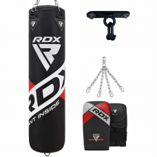 RDX F10B 4ft / 5ft 4-in-1 Punch Bag with Mitts and Ceiling Hook Set - Filled / 4 ft