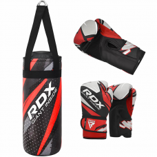RDX J11 2ft Kids Training Punch Bag u0026 Boxing Gloves Set - Filled / Red