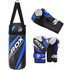RDX J11 2ft Kids Training Punch Bag u0026 Boxing Gloves Set - Filled / Blue