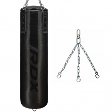 RDX F6 4ft / 5ft 2-in-1 KARA Training Punching Bag Set - Filled / 5 ft / Black