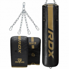 RDX F6 KARA 4ft / 5ft 3-in-1 Punch Bag u0026 Bag Gloves Set - Golden / Filled / 5 ft