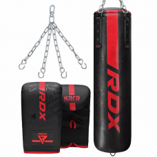 RDX F6 KARA 4ft / 5ft 3-in-1 Punch Bag u0026 Bag Gloves Set - Red / Unfilled / 5 ft