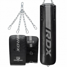 RDX F6 KARA 4ft / 5ft 3-in-1 Punch Bag u0026 Bag Gloves Set - Silver / Unfilled / 4 ft