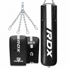 RDX F6 KARA 4ft / 5ft 3-in-1 Punch Bag u0026 Bag Gloves Set - White / Filled / 4 ft