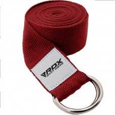 RDX P8 Non-Slip Cotton Yoga Strap with Rust Proof Steel D-Ring Buckle - Red