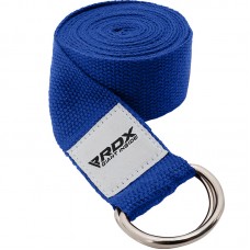 RDX P8 Non-Slip Cotton Yoga Strap with Rust Proof Steel D-Ring Buckle - Blue