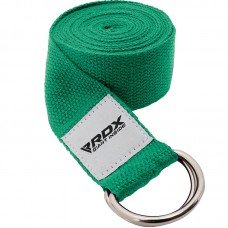 RDX P8 Non-Slip Cotton Yoga Strap with Rust Proof Steel D-Ring Buckle - Green