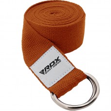 RDX P8 Non-Slip Cotton Yoga Strap with Rust Proof Steel D-Ring Buckle - Orange