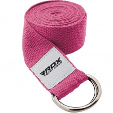 RDX P8 Non-Slip Cotton Yoga Strap with Rust Proof Steel D-Ring Buckle - Pink