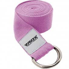 RDX P8 Non-Slip Cotton Yoga Strap with Rust Proof Steel D-Ring Buckle - Light Pink
