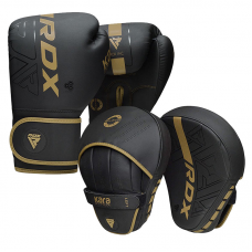 RDX F6 KARA Boxing Gloves u0026 Focus Pads - Golden / 10oz