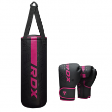 RDX F6 2FT KARA Kids Punch Bag u0026 6OZ Gloves - Pink / Filled / 6oz