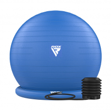RDX B2 Inflatable Yoga Ball with Anti-Slip Base, Resistance Tubes u0026 Air Pump - Blue / 75cm