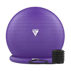 RDX B2 Inflatable Yoga Ball with Anti-Slip Base, Resistance Tubes u0026 Air Pump - Purple / 75cm