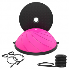 RDX TP Yoga Balance Trainer Half Ball with Resistance Tubes u0026 Air Pump - Pink