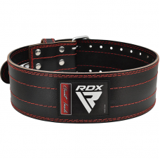 RDX RD1 Powerlifting Leather Gym Belt - Red / S