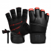 RDX L7 Weight Lifting Leather Gym Gloves - L / RedBlack