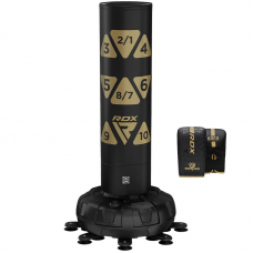 RDX KT Ronin 6ft Golden Free Standing Target Punch Bags With Mitts Set - Golden