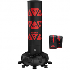 RDX KT Ronin 6ft Red Free Standing Target Punch Bags With Mitts Set - Red