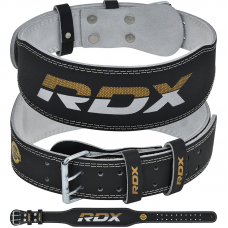 RDX 4 Inch Leather Weightlifting Gym Belt - M / BlackGolden
