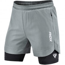 T16 2-in-1 Compression MMA Shorts - Grey / L