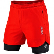 T16 2-in-1 Compression MMA Shorts - Red / L