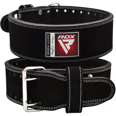 RDX 4PB Suede Leather Black Powerlifting Belt - L / Black