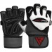 RDX L1 Leather Bodybuilding Gym Gloves - M / White