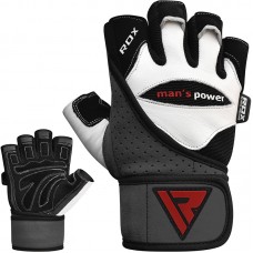 RDX L1 Leather Bodybuilding Gym Gloves - 2XL / White