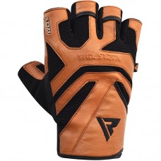 RDX S12 Leather Fitness Training Gloves - Tan / L