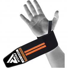 RDX W3 IPL USPA Approved Powerlifting Wrist Support Wraps with Thumb Loops OEKO-TEX® Standard 100 certified - BlackOrange
