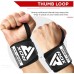 RDX W3 IPL USPA Approved Powerlifting Wrist Support Wraps with Thumb Loops OEKO-TEX® Standard 100 certified - BlackOrange