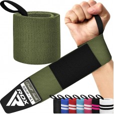 RDX W3 IPL USPA Approved Powerlifting Wrist Support Wraps with Thumb Loops OEKO-TEX® Standard 100 certified - Army Green