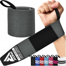 RDX W3 IPL USPA Approved Powerlifting Wrist Support Wraps with Thumb Loops OEKO-TEX® Standard 100 certified - Grey