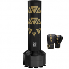 RDX Kt Ronin 4ft Kids Free Standing Punch Bag Black With Gloves For Training u0026 Workout Set - Golden / 4ft