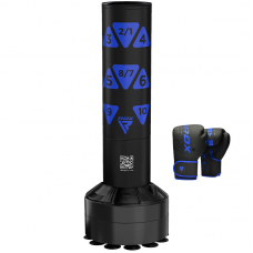 RDX Kt Ronin 4ft Kids Free Standing Punch Bag Black With Gloves For Training u0026 Workout Set - Blue / 4ft