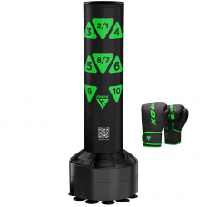 RDX Kt Ronin 4ft Kids Free Standing Punch Bag Black With Gloves For Training u0026 Workout Set - Green / 4ft