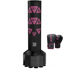 RDX Kt Ronin 4ft Kids Free Standing Punch Bag Black With Gloves For Training u0026 Workout Set - Pink / 4ft