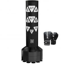 RDX Kt Ronin 4ft Kids Free Standing Punch Bag Black With Gloves For Training u0026 Workout Set - White / 4ft