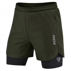 T16 2-in-1 Compression MMA Shorts - Green / L