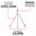 RDX X1 3 Hook Punch Bag Chains - Silver