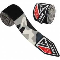 RDX RC 4.5m Pro Hand Wraps Tape for Boxing, MMA u0026amp;amp; Muay Thai Elasticated - Camo Grey