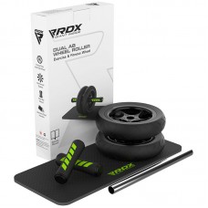 RDX W1 2-in-1 Ab Wheel Roller u0026 Knee Pad Mat - BlackGreen